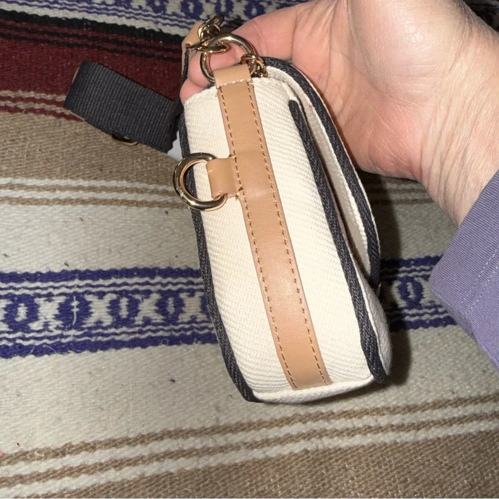 Market by Monica Coated Canvas Cream and Black Crossbody Bag - Picture 2 of 6
